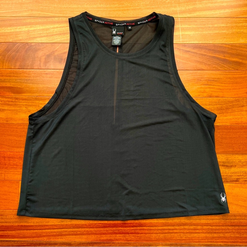 Spyder active women’s sheer black tank top size M